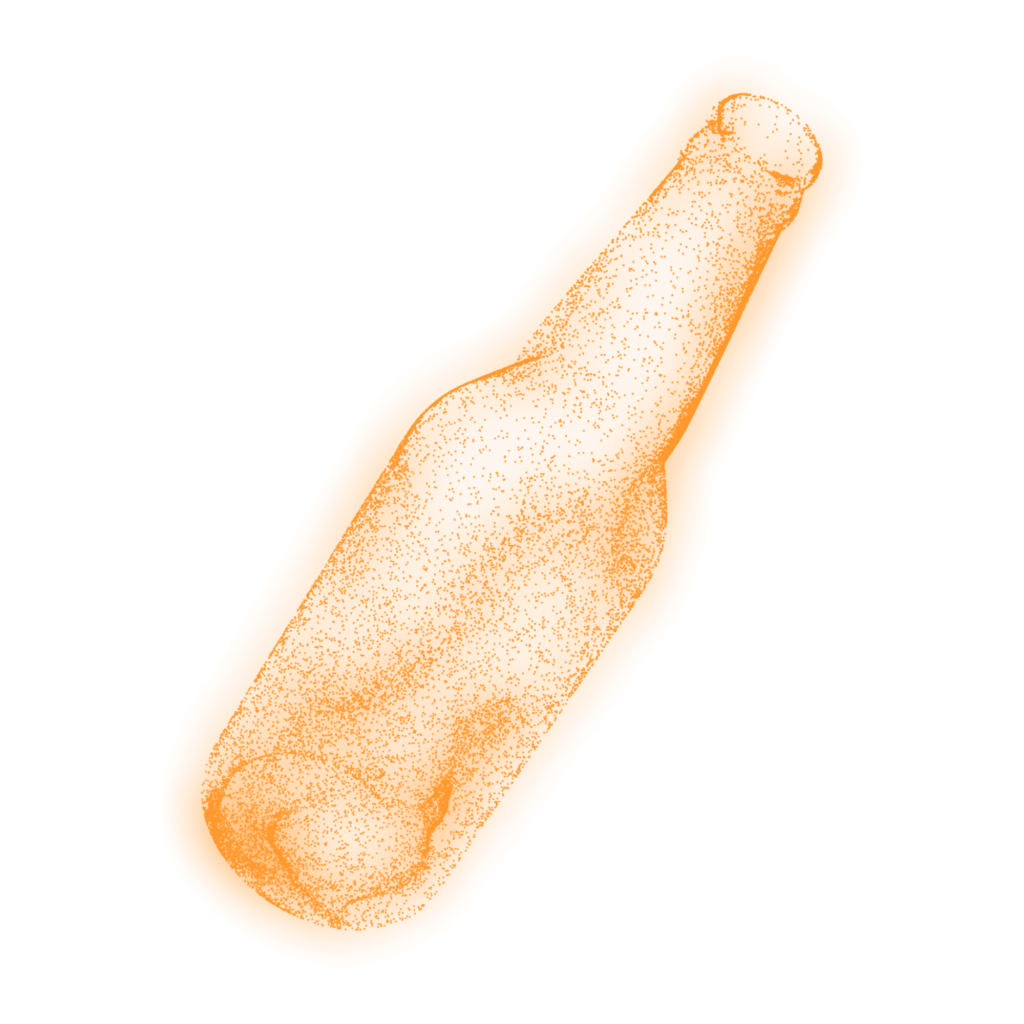 Silhouette einer Flasche mit schmalem Hals in leuchtendem Orange