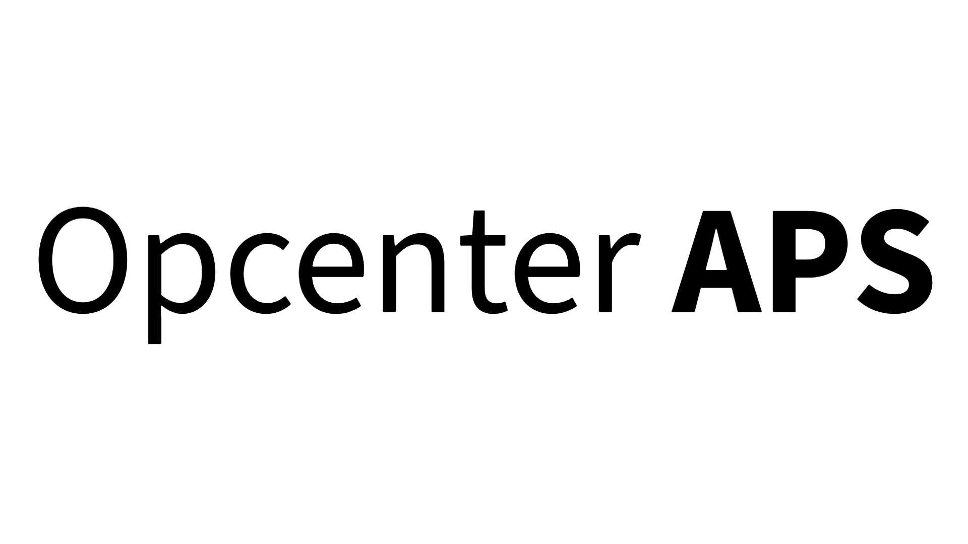 Schriftzug 'Opcenter APS' in schwarzer serifenloser Schrift