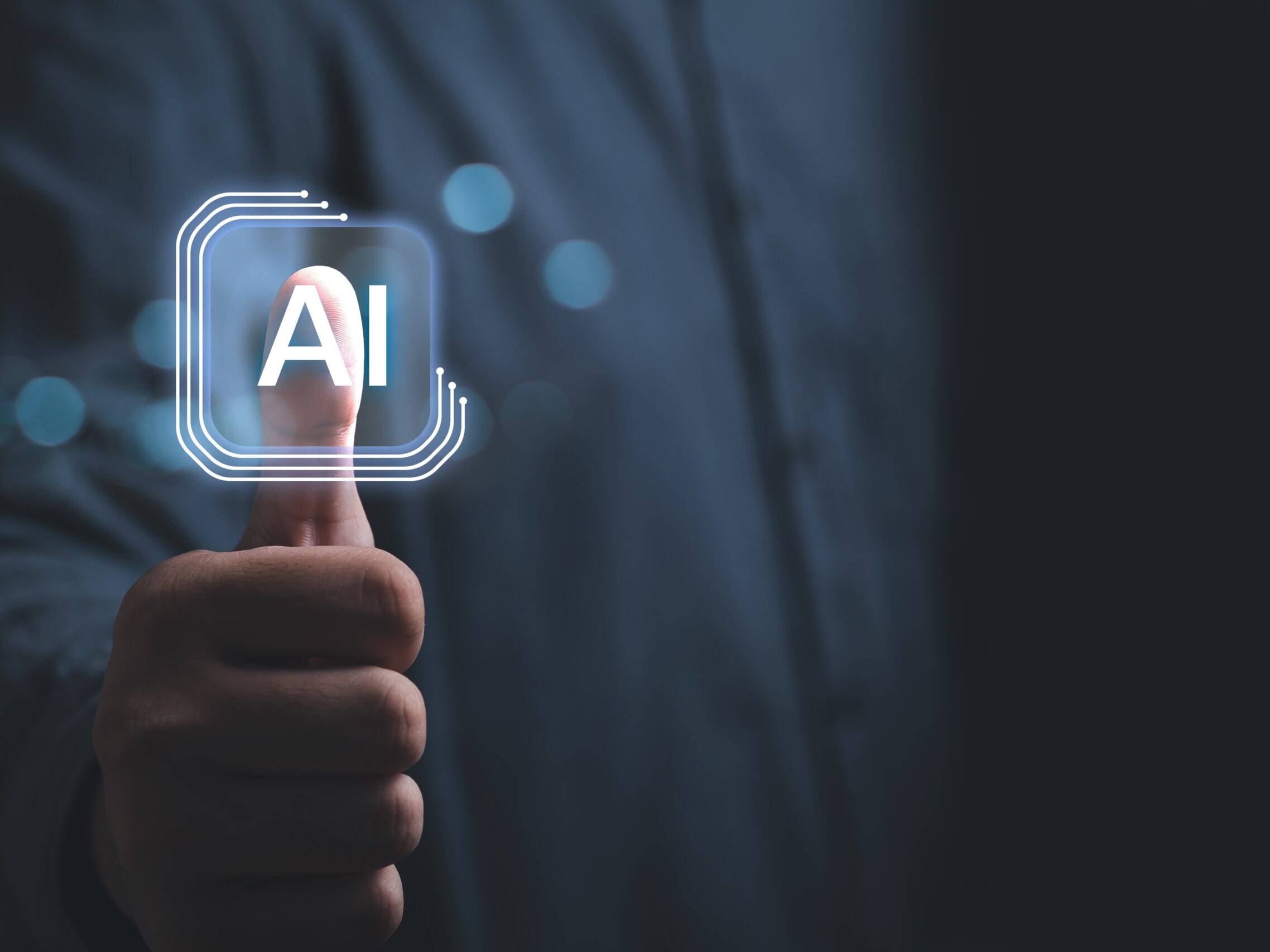 Businessman,Touching,Ai,Button,Working,Of,Artificial,Intelligence,(ai),Automation,